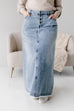 'Haven' Long Denim Skirt in Light Wash FINAL SALE