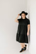 Plus 'Josie' Ribbed Tiered Midi Dress in Black