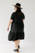 Plus 'Josie' Ribbed Tiered Midi Dress in Black