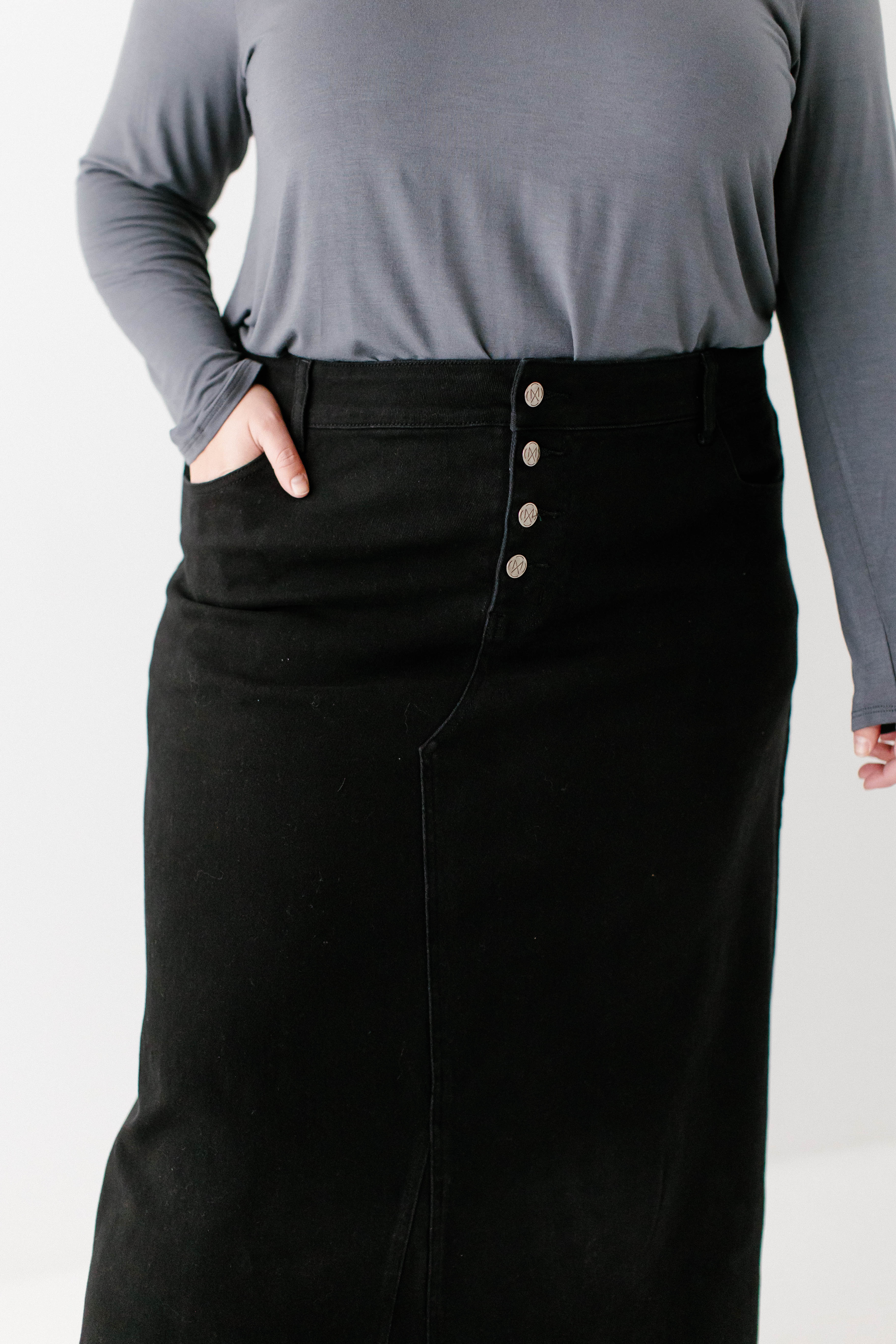 Pieta Mini Skirt - Recycled Cotton Raw Hem Denim Skirt in Washed Black |  Showpo