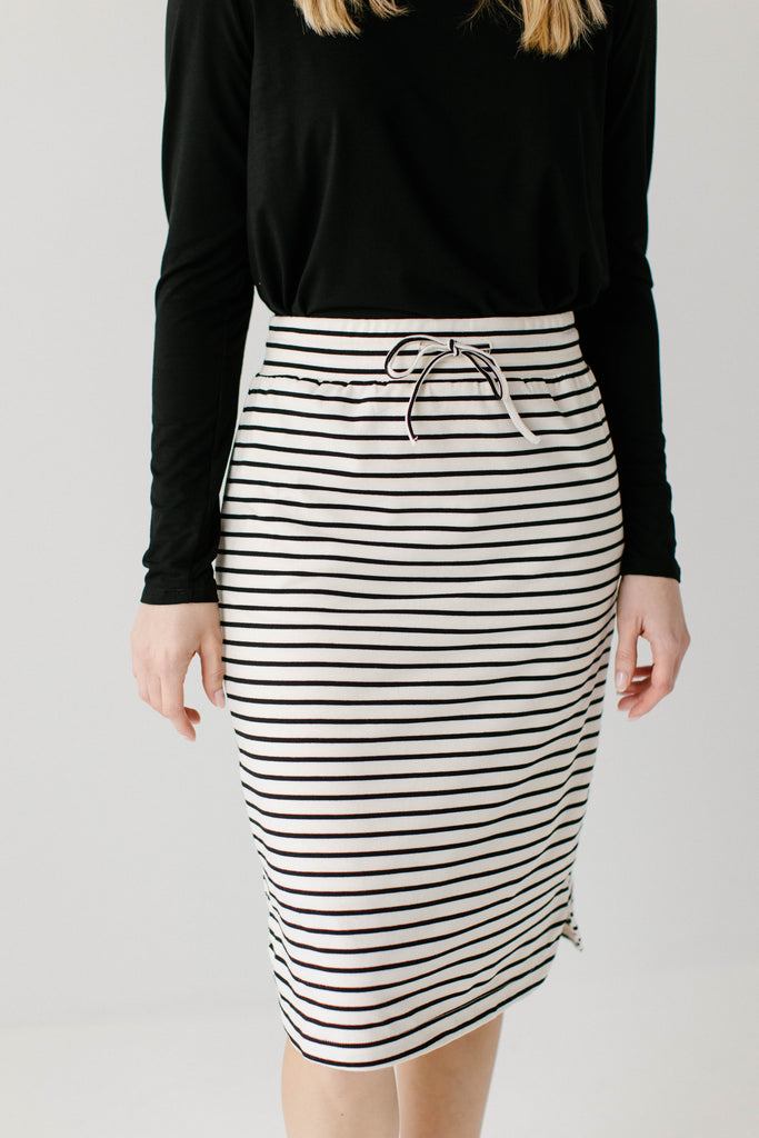 'Olivia' Skirt in Cream with Black Stripes – The Main Street Exchange