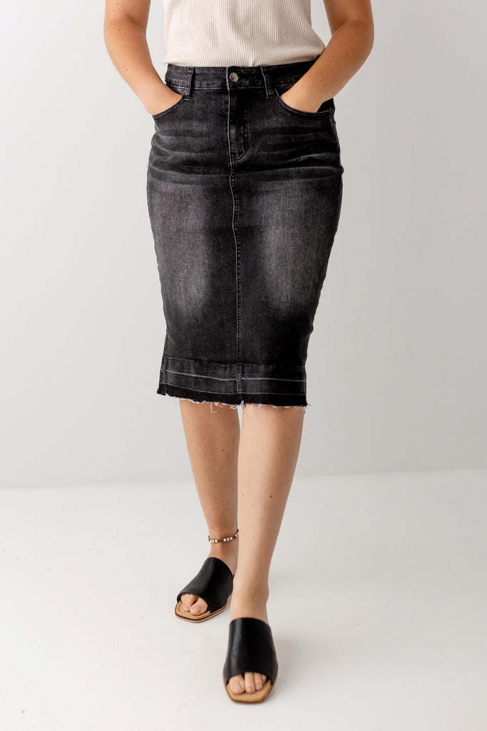 'Esme' Vintage Black Denim Skirt FINAL SALE – The Main Street Exchange