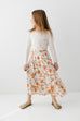 'Layla' Girl Tiered Floral Print Skirt in Off White
