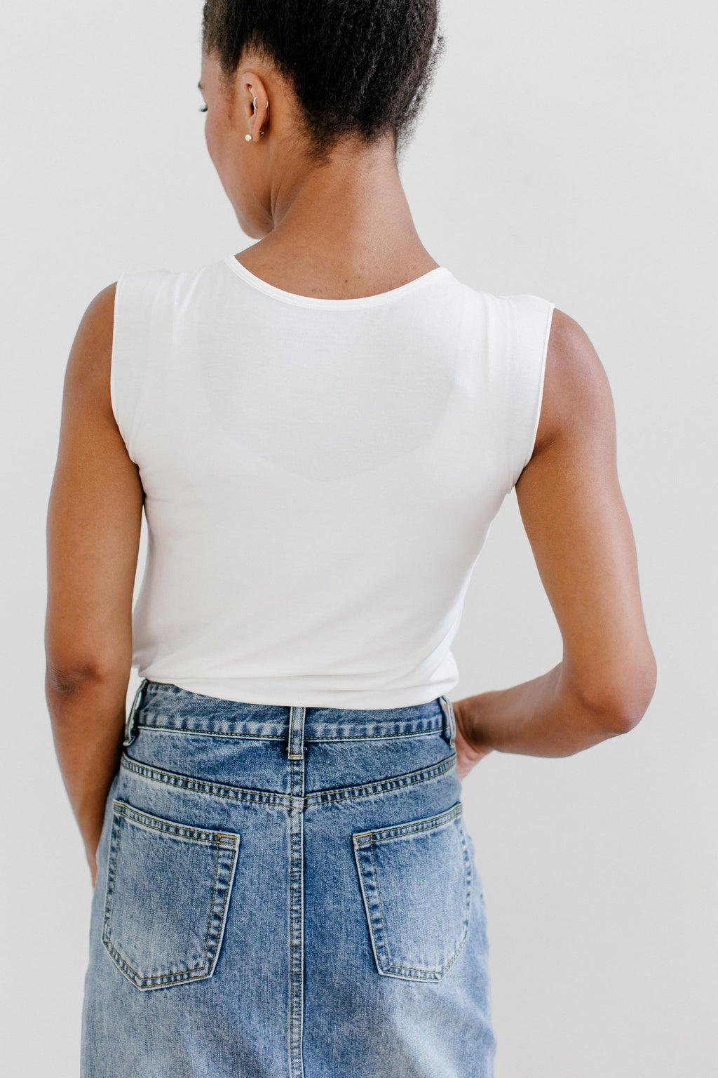 Modest Layering Tank Top in French White The Main Street Exchange