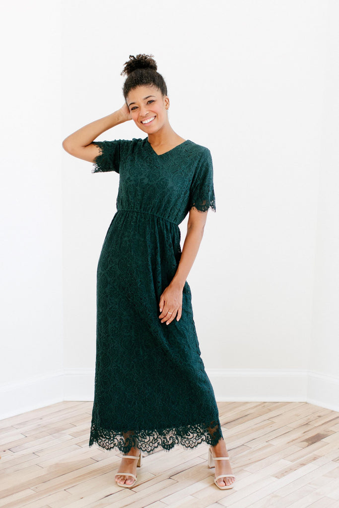 Odessa' Lace Maxi Dress In Forest Green – The Main Street Exchange