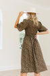 'Windsor' Smocked Bodice Floral Dress in Olive FINAL SALE