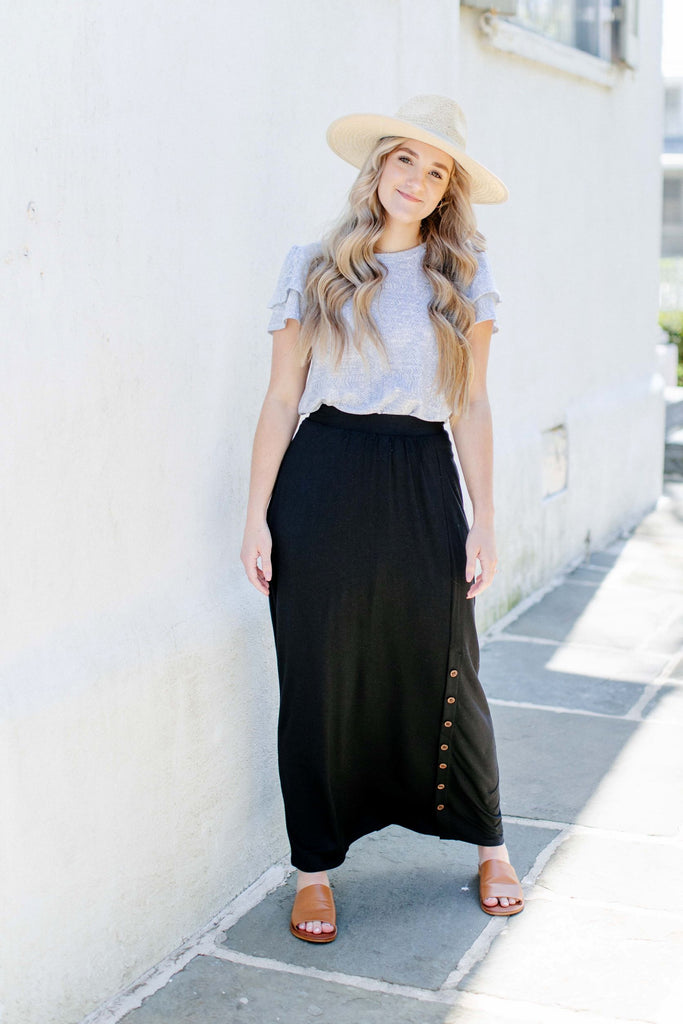 Arianna Black Satin Maxi Skirt – Skirt Society