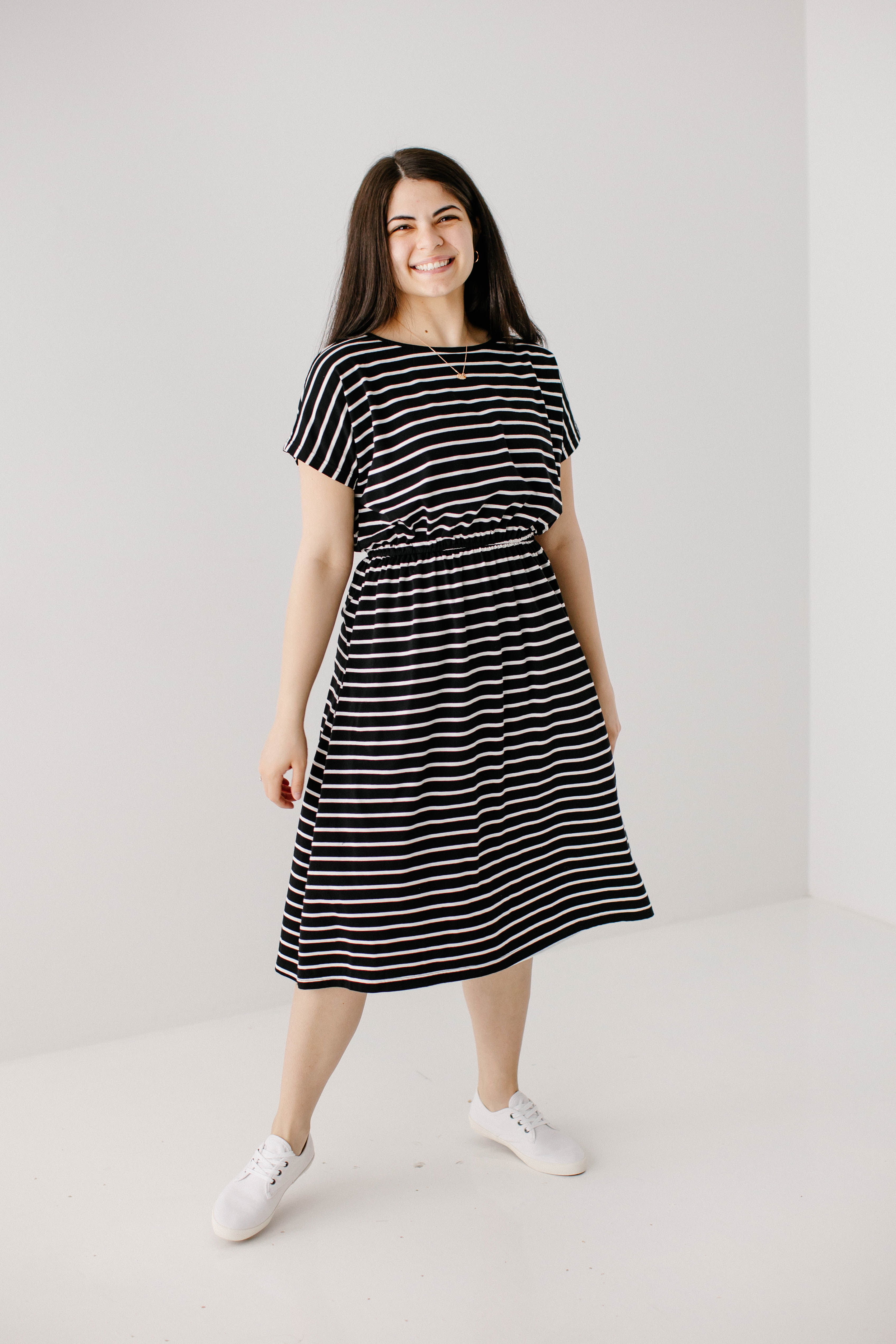 'Hannah' Striped Cotton Blend Midi Dress FINAL SALE