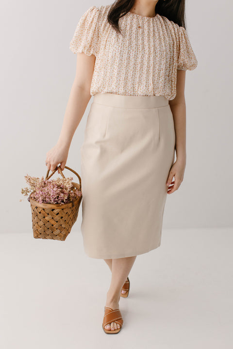 'Anna' Pencil Skirt in Cream