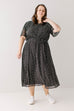 'Ramona' Abstract Print Midi Dress in Black FINAL SALE