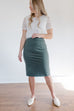 'Anna' Pencil Skirt in Dusty Green FINAL SALE