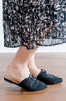 'Bronx' Buckle Detail Almond Toe Flats in Black FINAL SALE