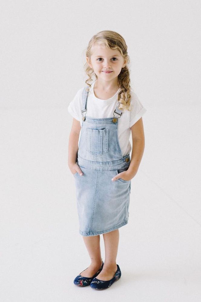 Toddler Girls Ruffle Trim Corduroy Overall Dress