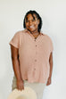 Plus 'Kara' Button Down Cotton Top in Clay FINAL SALE