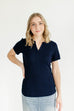 'Erynn' Ribbed V-Neck Top in Navy FINAL SALE