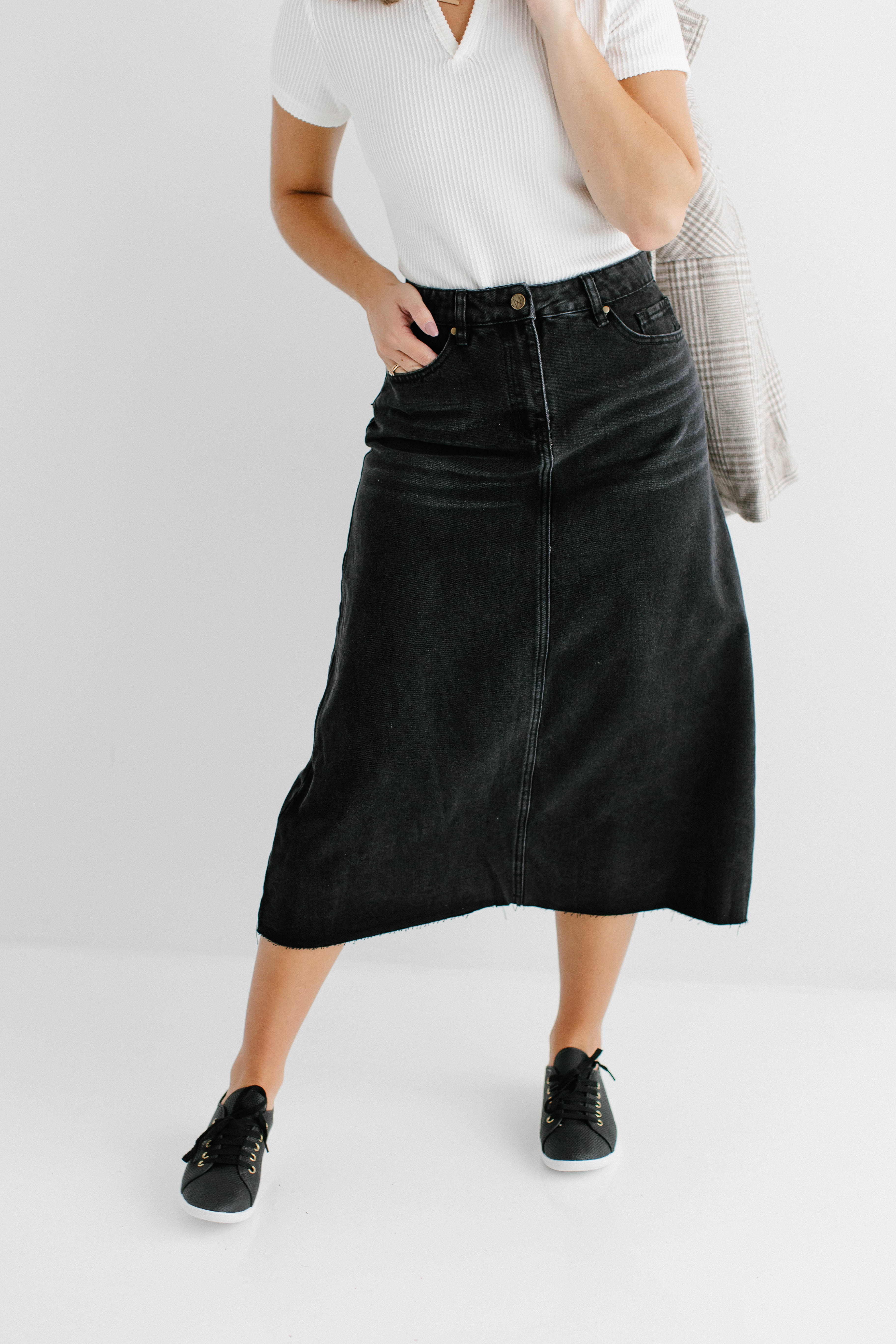 Madewell Stretch Denim A-line Mini Skirt in Black Frost Size 6 70's 80's  Vibe | eBay