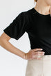 'Leigh' Puff Sleeve Bamboo Blend Top in Black