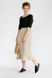 'Elina' Button Down Midi Skirt in Washed Natural FINAL SALE