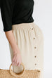 'Elina' Button Down Midi Skirt in Washed Natural FINAL SALE