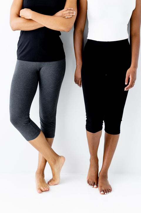 Cropped Classic Bamboo Blend Leggings in Black