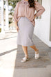 'Leah' Denim Skirt in Light Grey FINAL SALE
