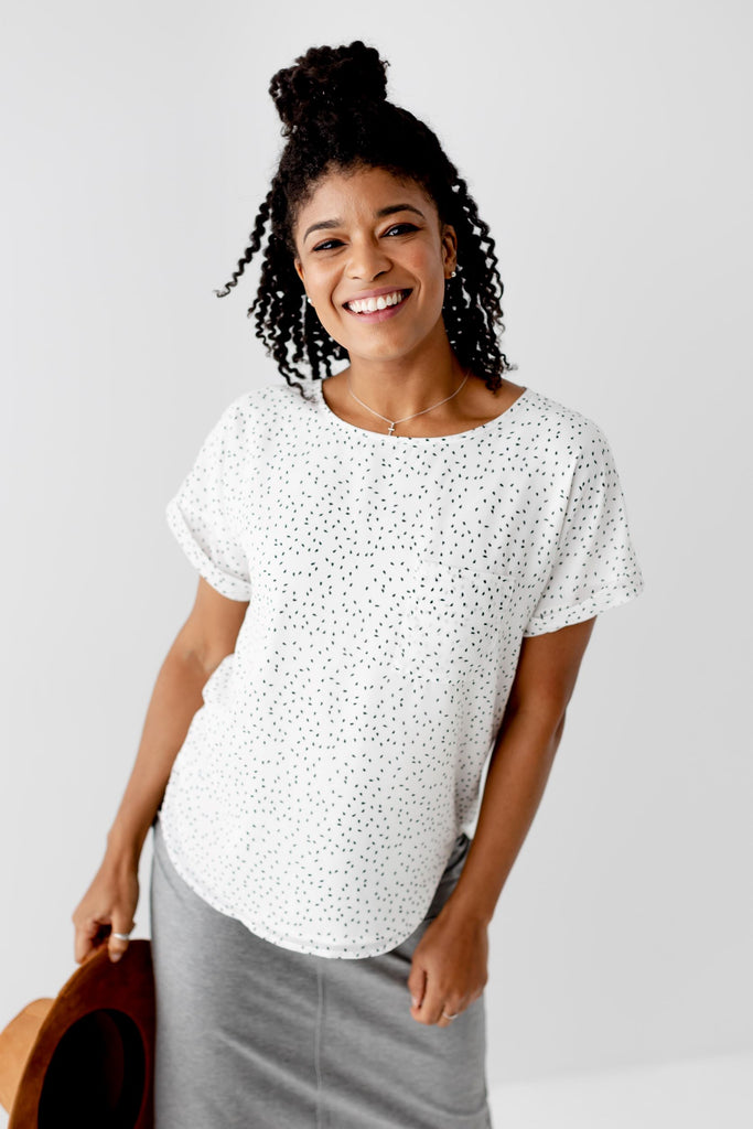 'Shalom' Dot Print Top in White FINAL SALE