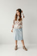 'Ava' Girl Knit Denim Skirt in Light Wash