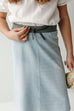 'Ava' Girl Knit Denim Skirt in Light Wash